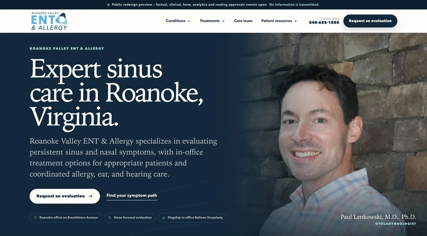 Roanoke Valley ENT and Allergy website design